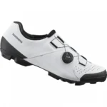 White Shimano XC-3 MTB shoe with BOA dial closure.