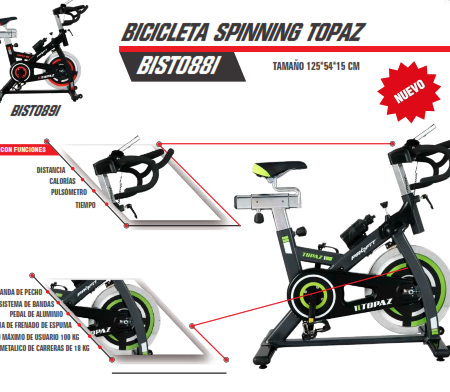 BICICLETA SPINNING TOPAZ (Sujeto a disponibilidad)