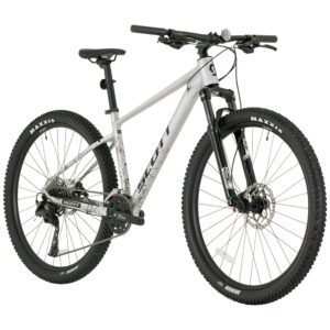 Silver SCOTT Aspect 15 2026 mountain bike with black tires and front suspension fork.
