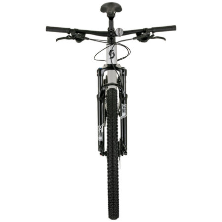 Overhead view of a Scott Aspect 15 2026 29-inch mountain bike, showing handlebars, front fork, and tire.