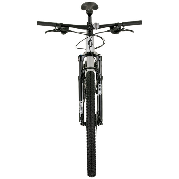 Overhead view of a Scott Aspect 15 2026 29-inch mountain bike, showing handlebars, front fork, and tire.
