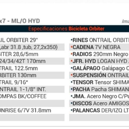 Bicicleta Rin 29 On-Trail Orbiter 7 Vel Hidraulicos - Imagen 11