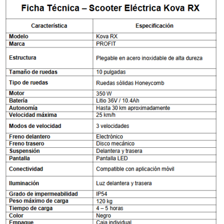Patineta Eléctrica Profit KOVA RX | Scooter Eléctrico - Imagen 5