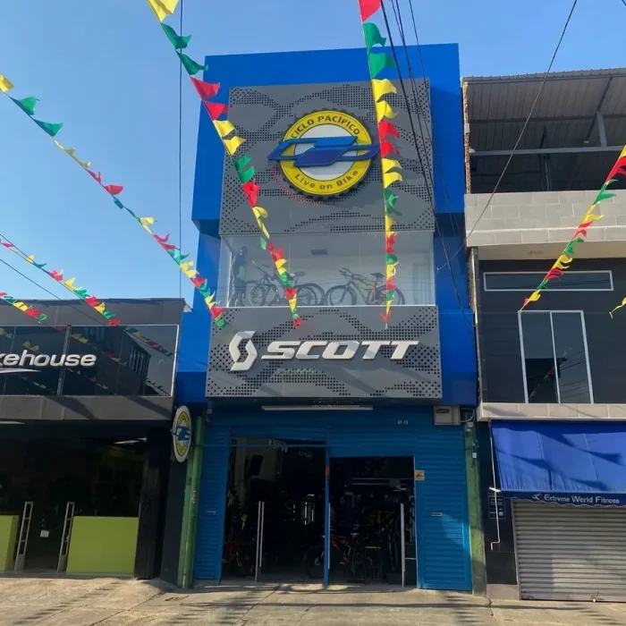 Fachada y contacto de nuestra tienda de bicicletas de cali